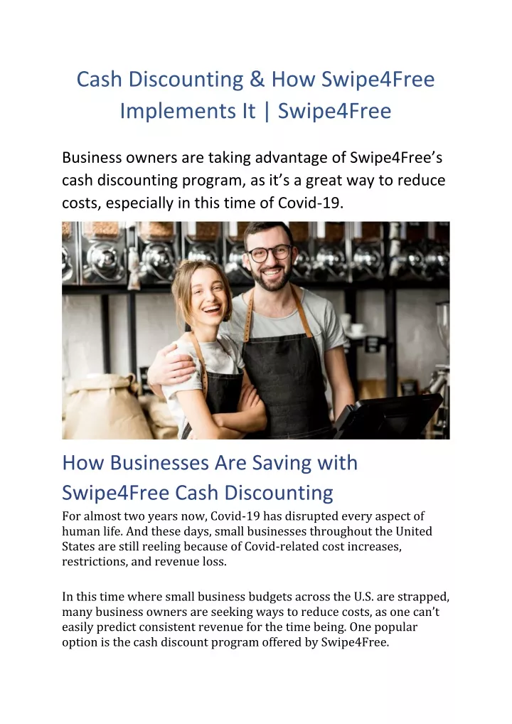 cash discounting how swipe4free implements