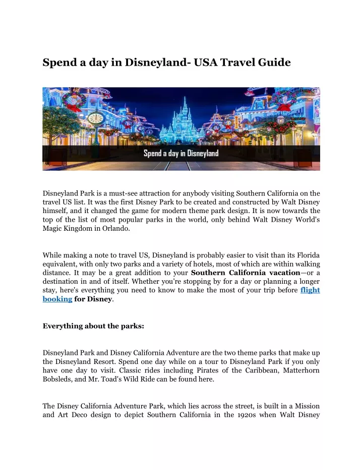 spend a day in disneyland usa travel guide