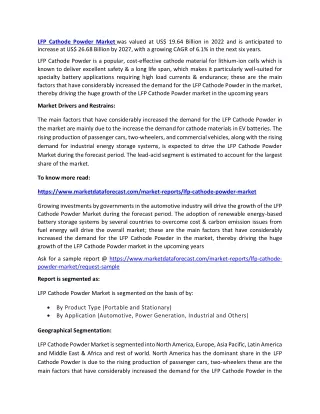 lfp cathode powder market was valued
