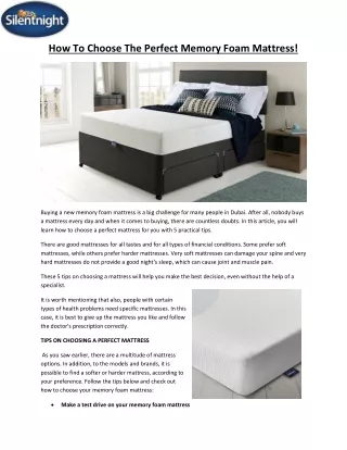 how to choose the perfect memory foam mattress