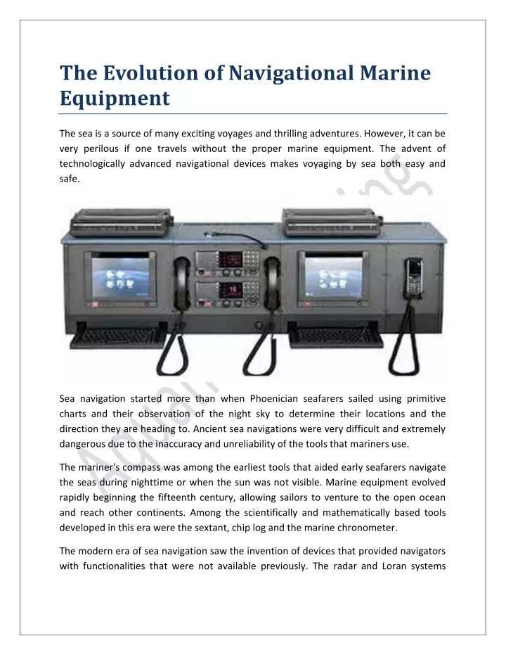 the evolution of navigational marine equipment