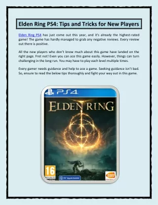 Grab the Best-Rated Game Elden Ring PS4 Today!