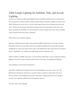 Table Lamps Lighting for Ambient, Task, and Accent Lighting