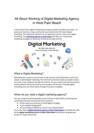 All About Working of Digital Marketing Agency in West Palm Beach