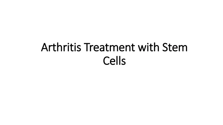 arthritis treatment with stem cells