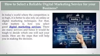how to select a reliable digital marketing
