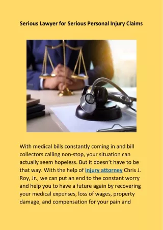 Serious Lawyer for Serious Personal Injury Claims