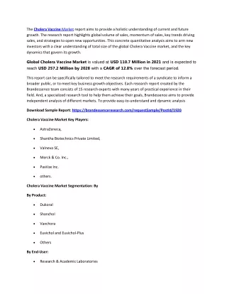 the cholera vaccine market report aims to provide