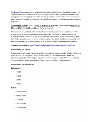 the sensor market report aims to provide