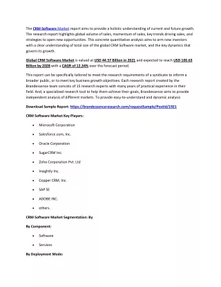 the crm software market report aims to provide