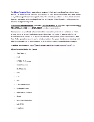 the silicon photonics market report aims