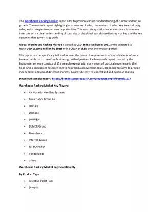 the warehouse racking market report aims