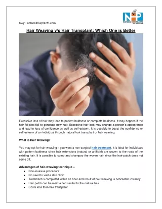 Hair Weaving vs Hair Transplant - Which One is Better