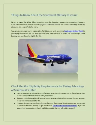 Things to Know About the Southwest Military Discount