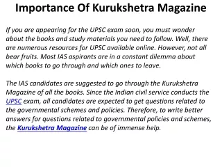 importance of kurukshetra magazine