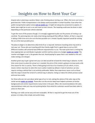 insights on how to rent your car