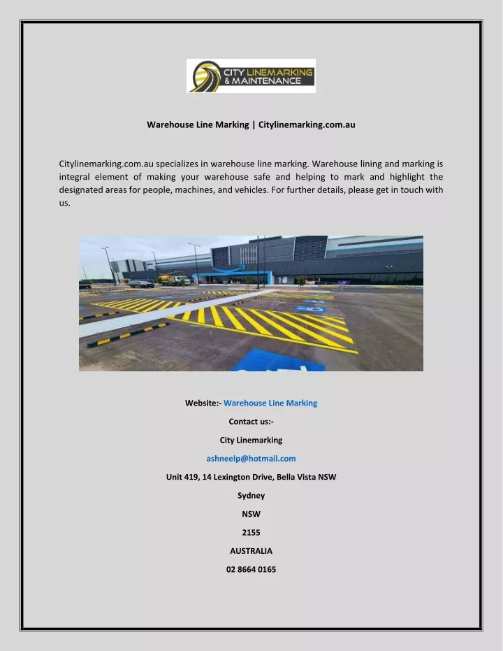 warehouse line marking citylinemarking com au