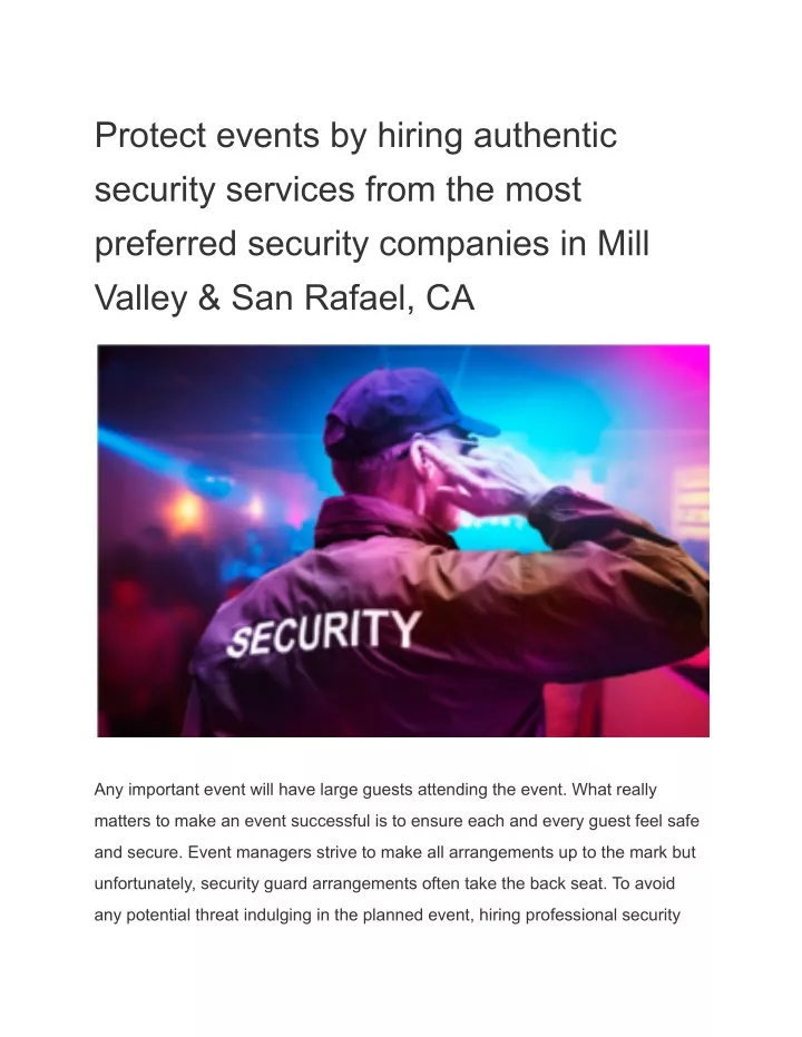 protect events by hiring authentic security