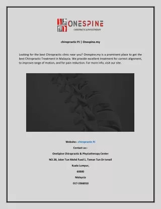 chiropractic pj onespine my