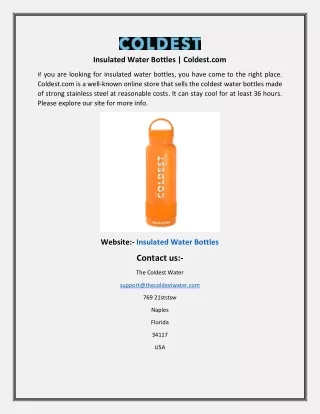 insulated water bottles coldest com