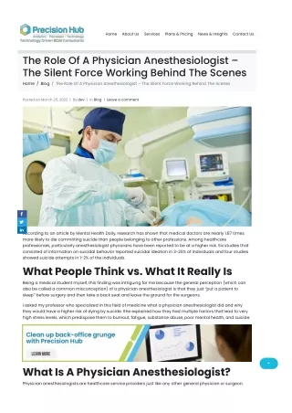 the role of a physician anesthesiologist