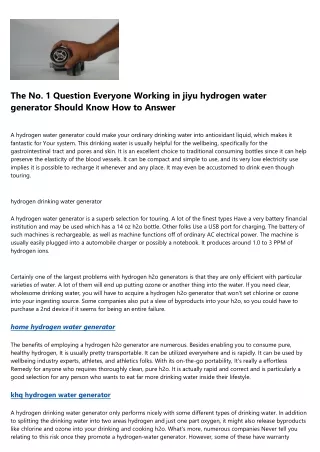 Will quantum hydrogen water generator Ever Die?