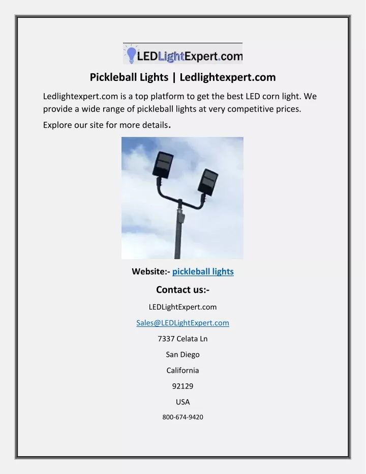 pickleball lights ledlightexpert com