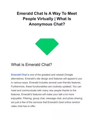Emerald Chat Is A Way To Meet People Virtually _ What Is Anonymous Chat