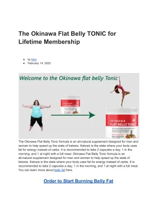 The Okinawa Flat Belly TONIC for Lifetime Membership