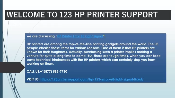 welcome to 123 hp printer support usa