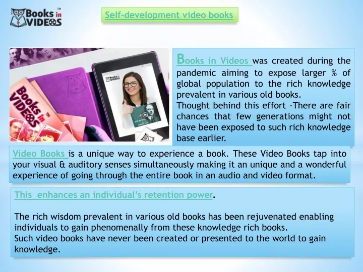 self development video books