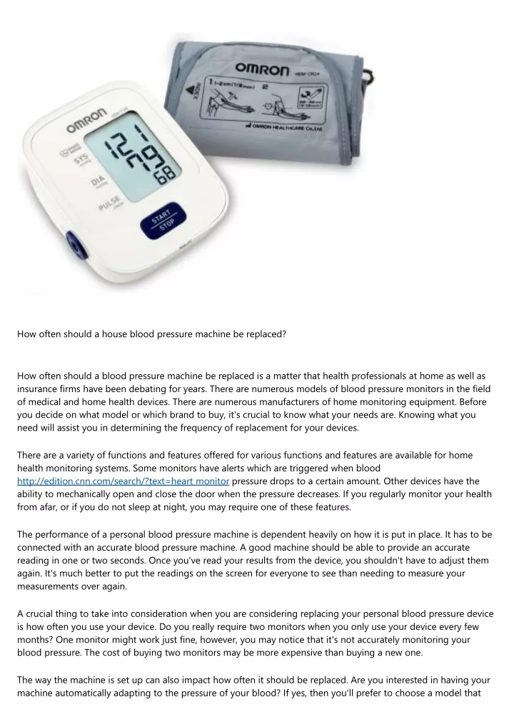 how often should a house blood pressure machine