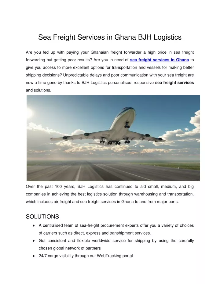 sea freight services in ghana bjh logistics