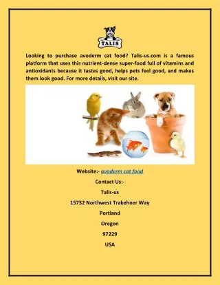 Avoderm Cat Food Talis-us.com