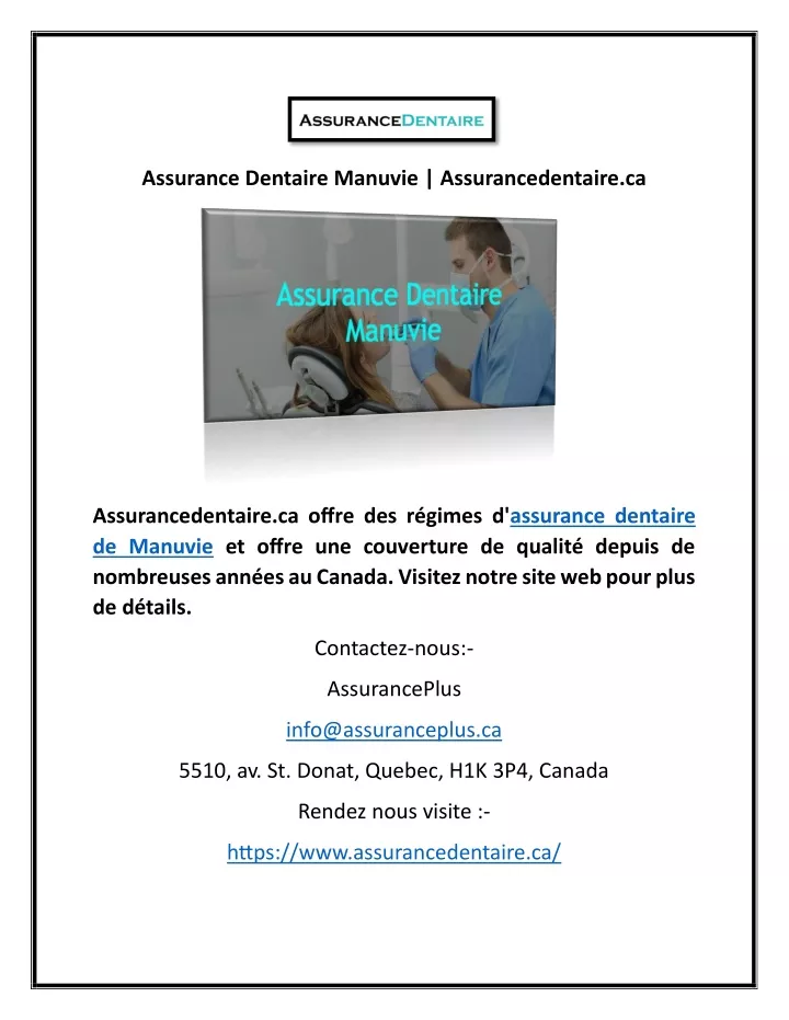 assurance dentaire manuvie assurancedentaire ca