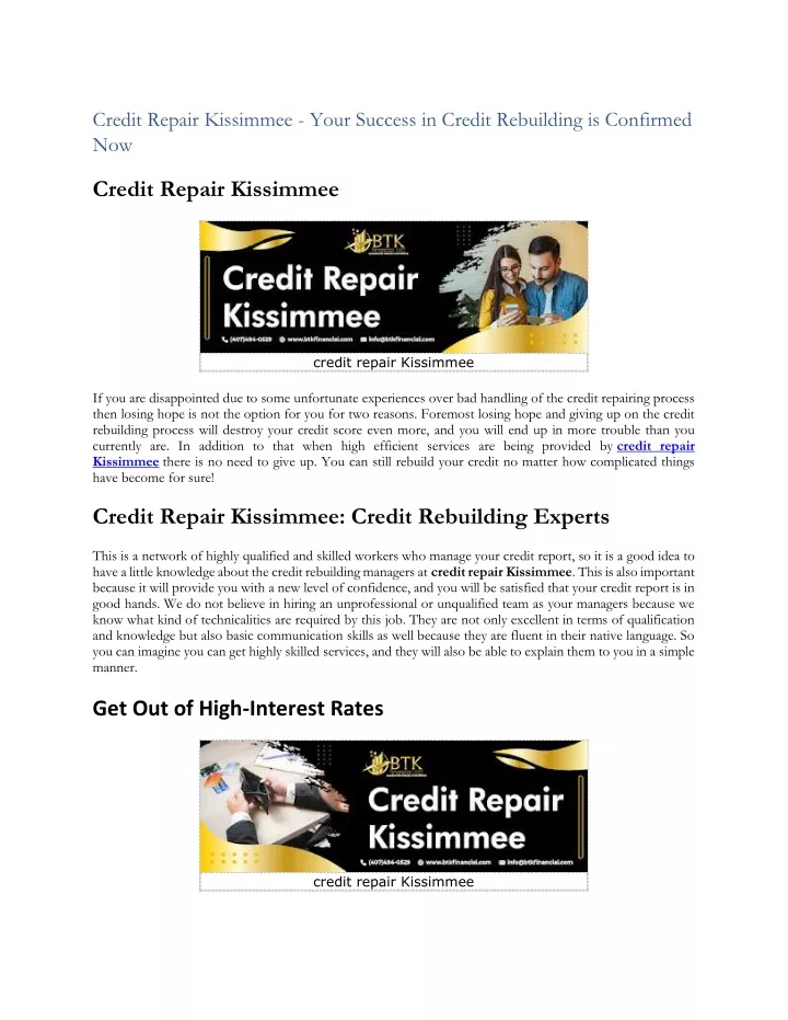 credit repair kissimmee your success in credit