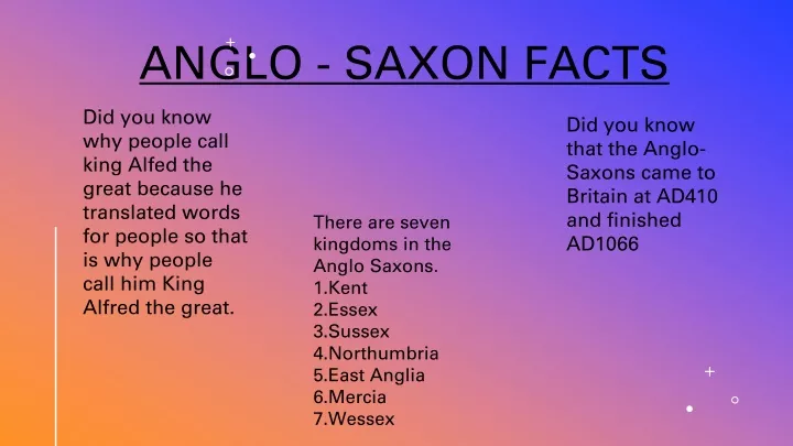 anglo saxon facts