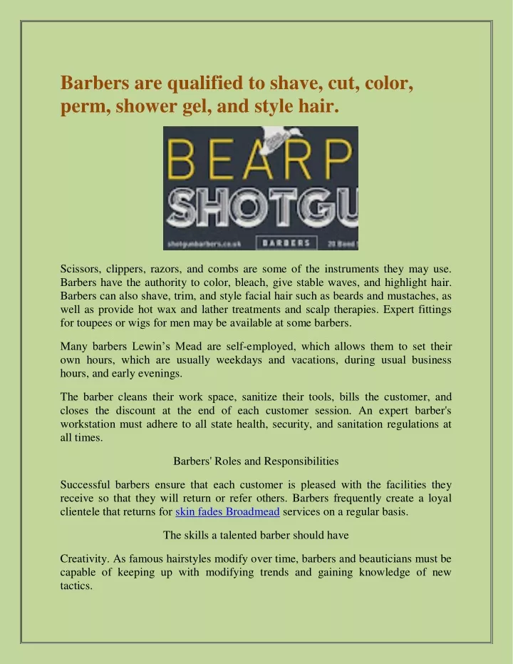 barbers are qualified to shave cut color perm