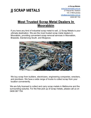 Most Trusted Scrap Metal Dealers In Moorabbin