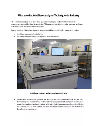 What are the Acid-Base Analysis Techniques in Industry