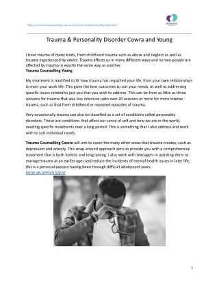 Trauma & Personality Disorder Cowra and Young
