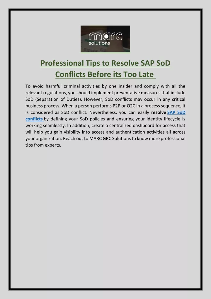 professional tips to resolve sap sod conflicts