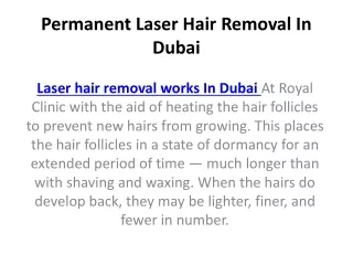Permanent Laser Hair Removal In Dubai