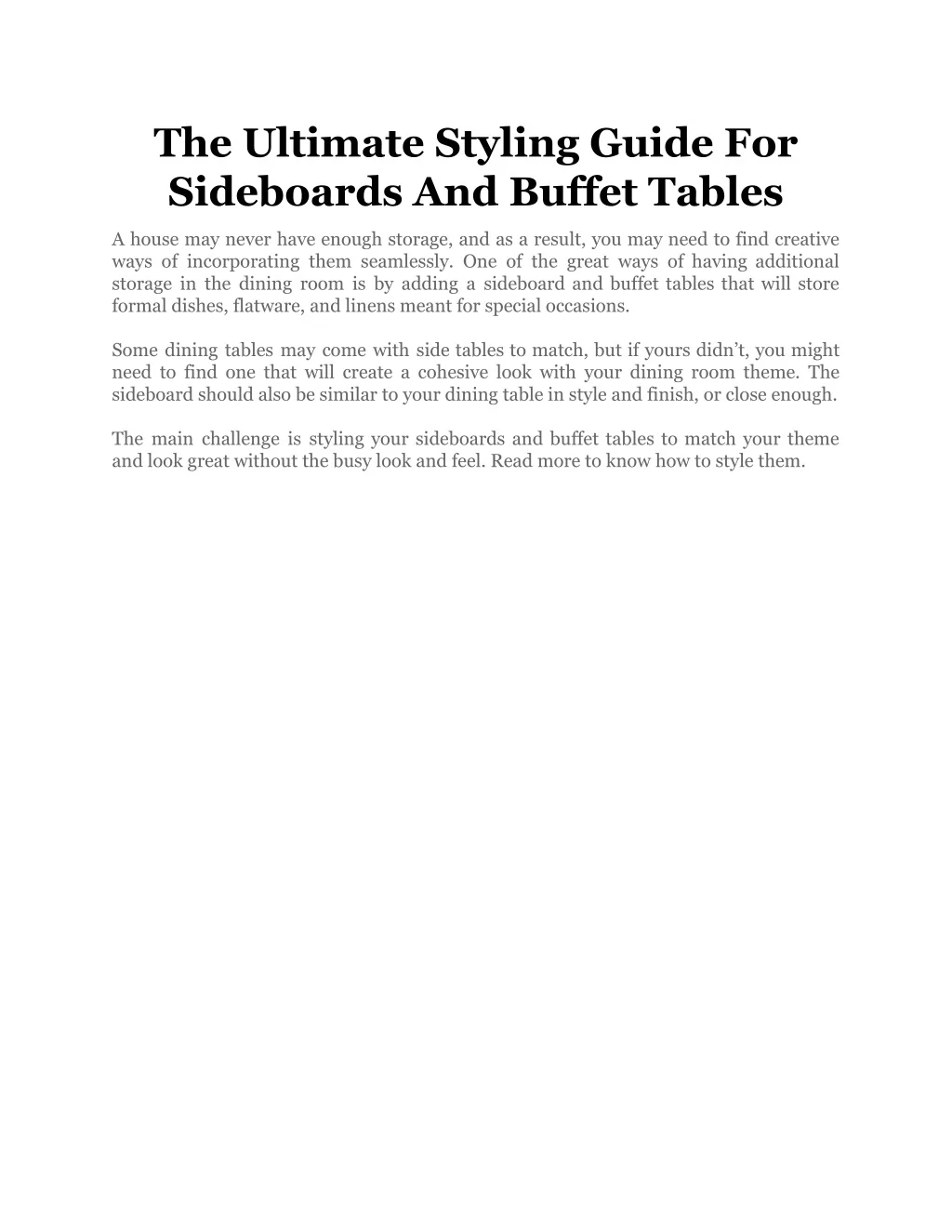 PPT - The Ultimate Styling Guide For Sideboards And Buffet Tables ...