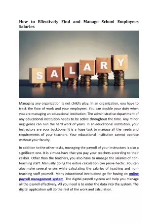 How to Effectively Find and Manage School Employees Salaries