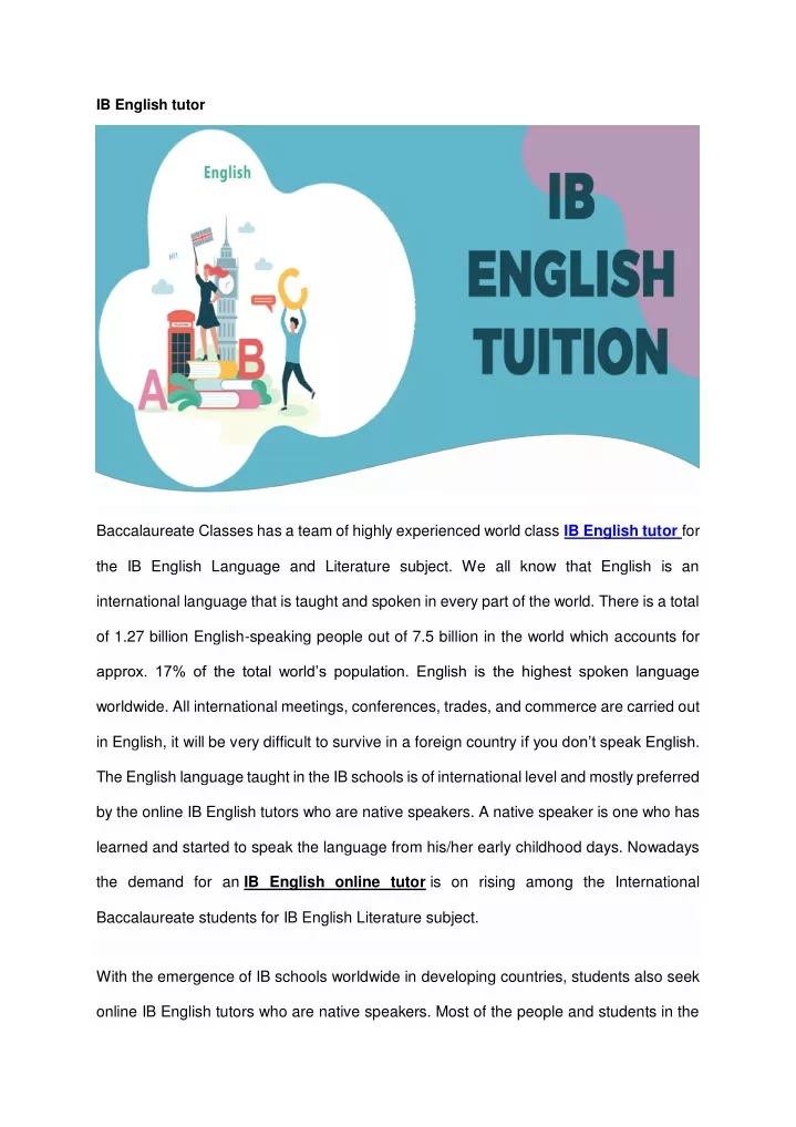 ib english tutor