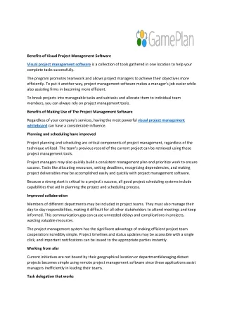 Benefits of Visual Project Management Software