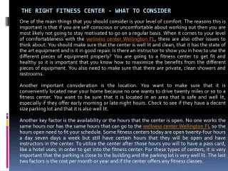 the right fitness center what to consider