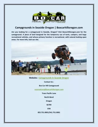 Campgrounds in Seaside Oregon | Boxcarhilloregon.com