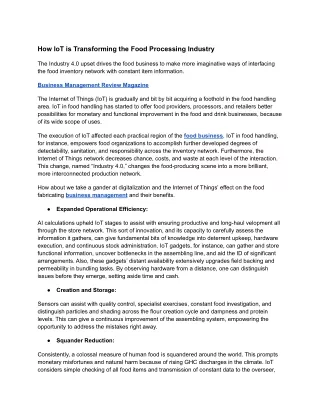 how iot is transforming the food processing